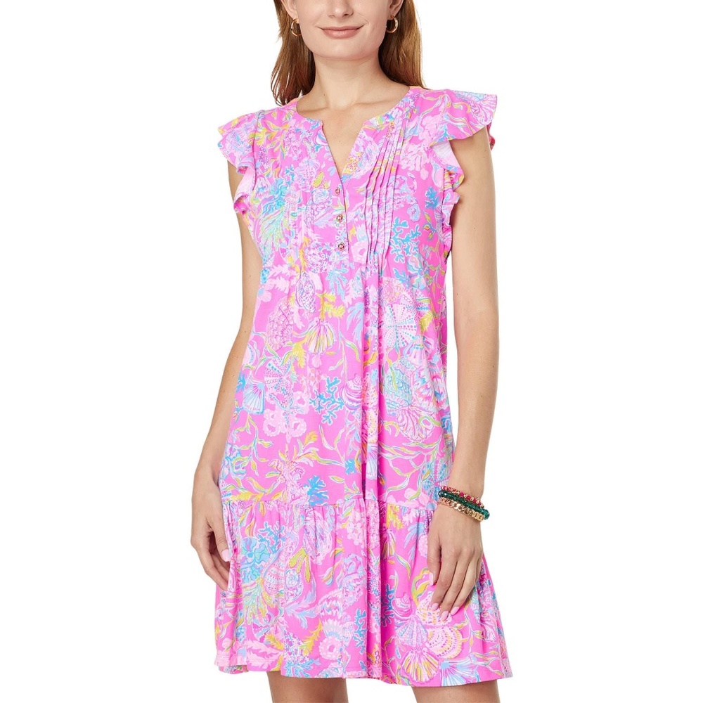 Lilly Pulitzer Gold Dress - Shell Me Something Good Pink - in Size M